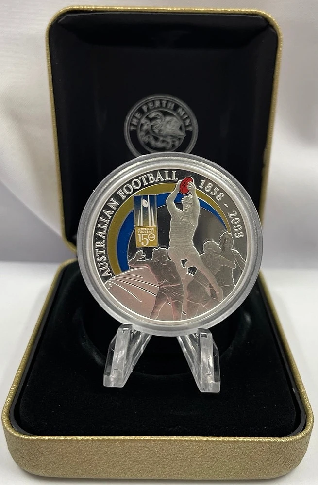 2008 Australian Football 150 Years 1oz Silver Proof Coin — Coloured