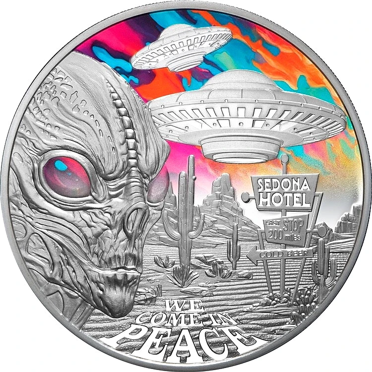 2024 Niue Alien Encounters 'We Come in Peace' 1oz Silver Coin