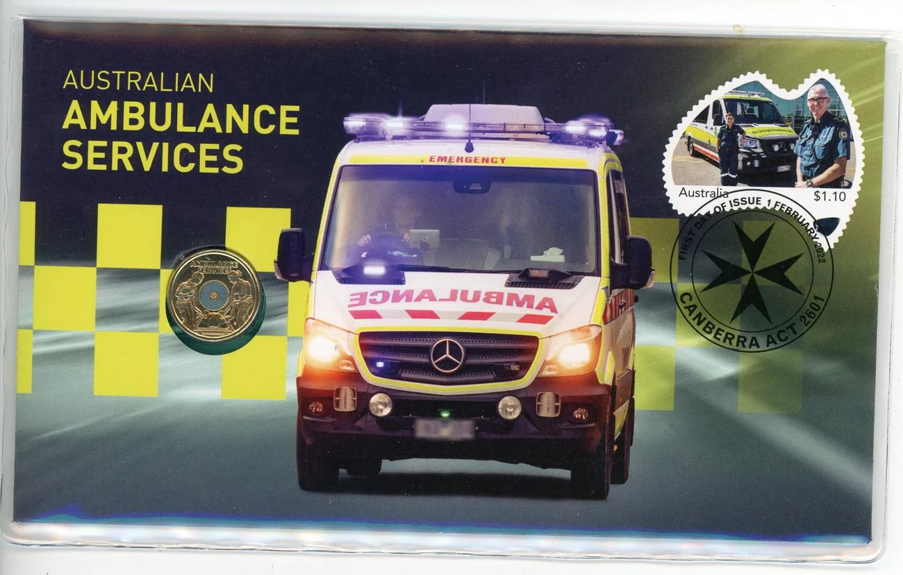 2022 Australian Ambulance Services $2 Coin — PNC (Postal & Numismatic Cover)
