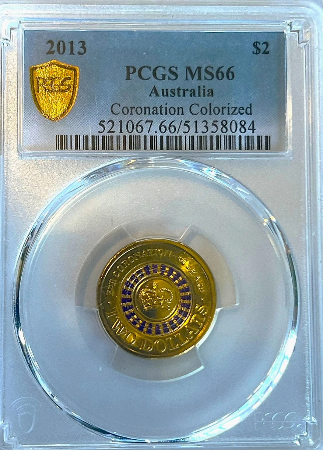 2013 Coronation Colorized $2 — PCGS MS66