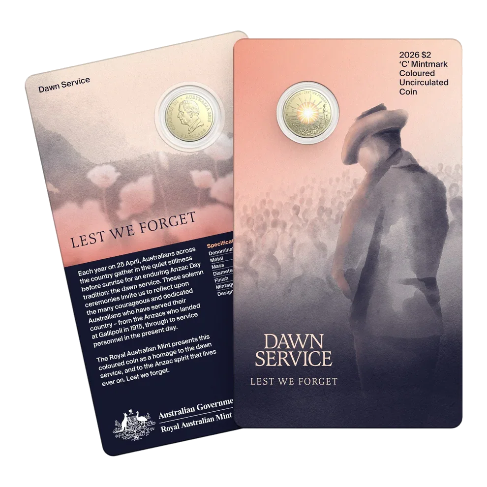 2026 Dawn Service $2 'C' Mintmark Coloured Uncirculated Coin