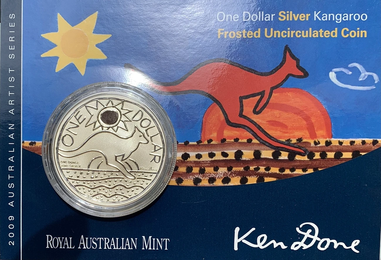 2009 $1 Silver Kangaroo Frosted Uncirculated Coin — Ken Done