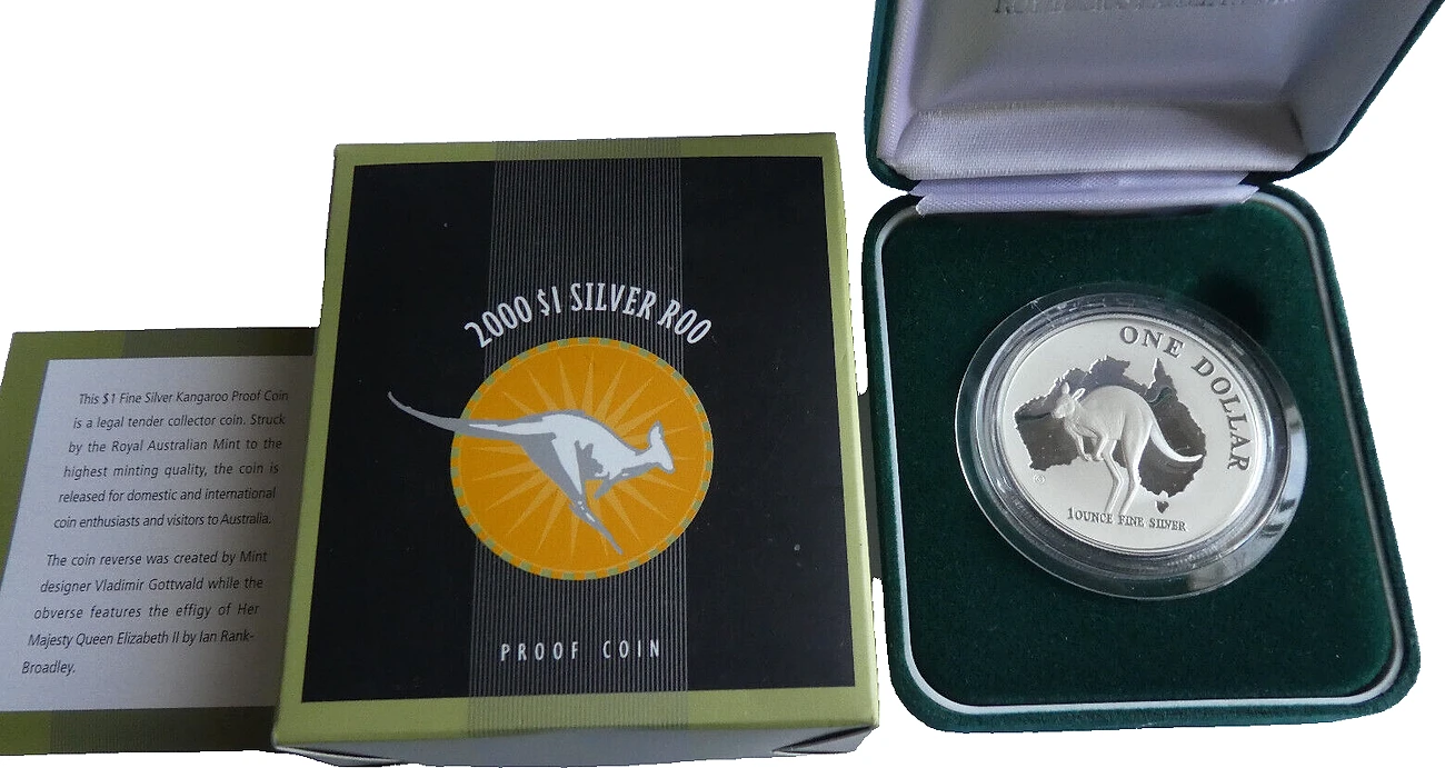2000 $1 Silver Kangaroo 1oz Fine Silver Proof Coin