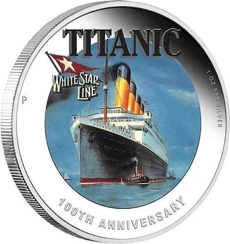 2012 RMS Titanic 100th Anniversary 1oz Silver Coloured Coin