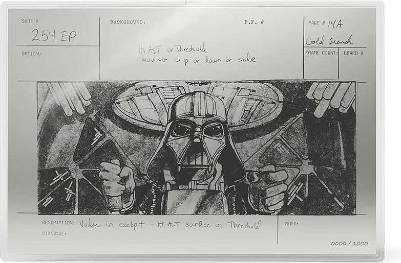 Star Wars Darth Vader Storyboard 1oz Pure Silver Art Bar